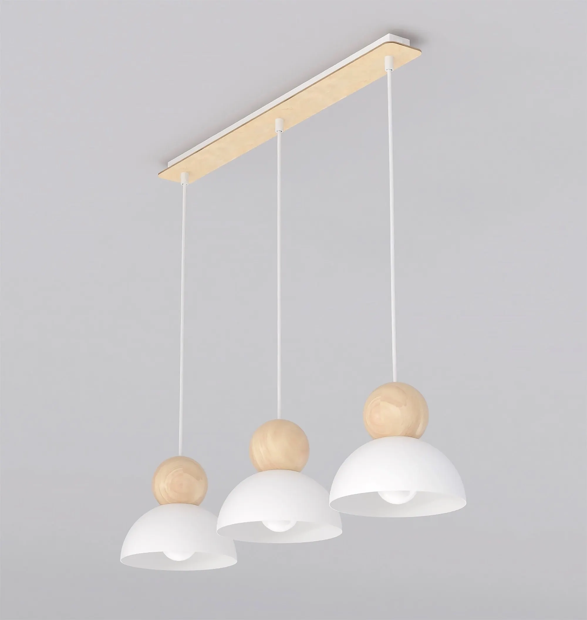 Lampa wisząca prosta KAKI 3 biały naturalny