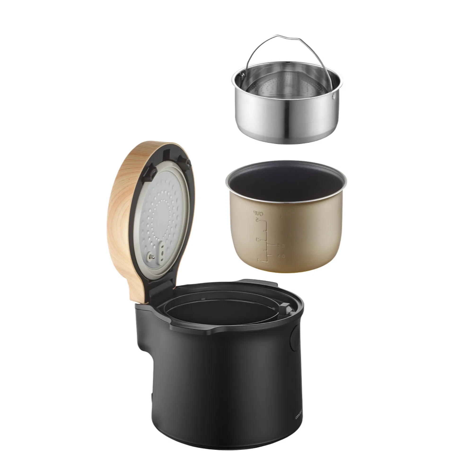 Ryżowar 2 l czarny, dekor z drewna CONCEPT - ND_RE4040