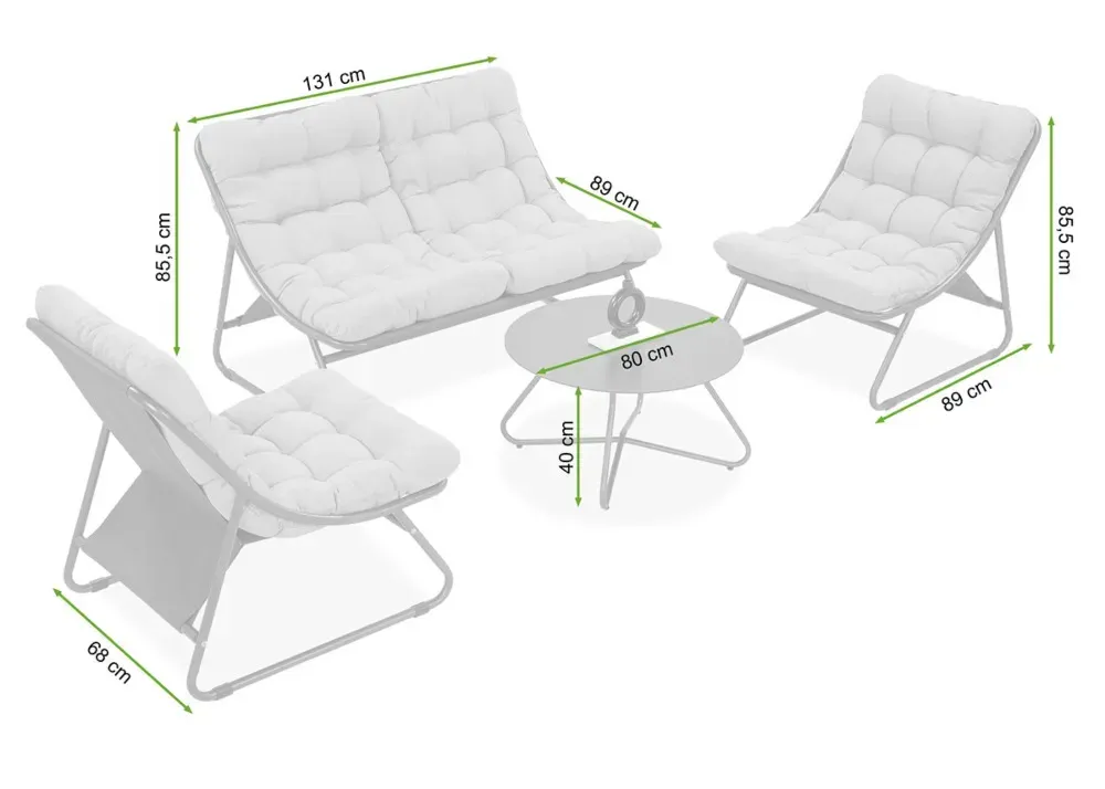 Zestaw mebli ogrodowych VISTA CAFFE 4-set stalowy ciemnoszary - FG005748