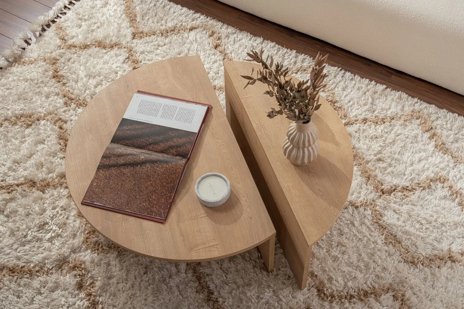 Stolik kawowy 2-elementowy ORION 90x90 cm dąb naturalny — zdjęcie 5