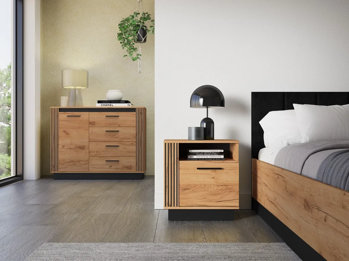 Szafka nocna 1-drzwiowa URSO 09 craft złoty-czarny - 1URSO09-001