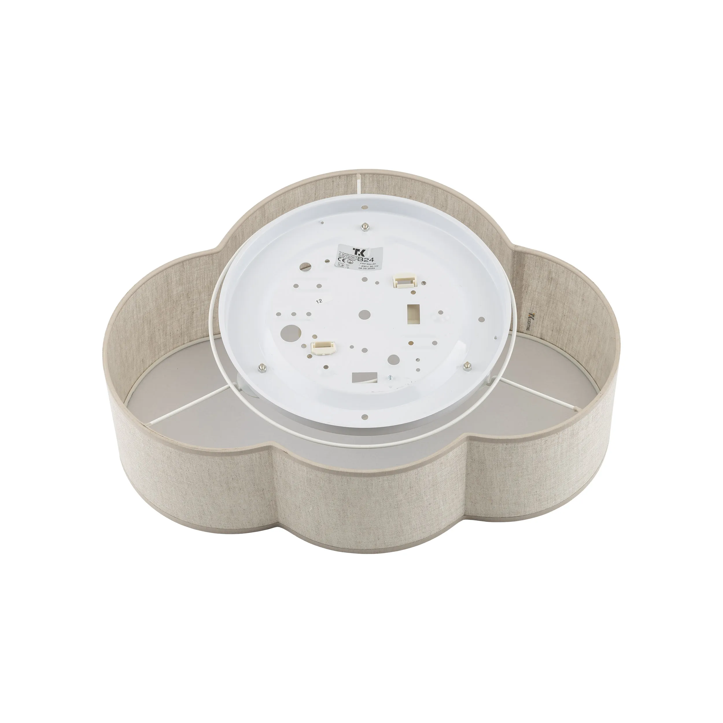 Plafon / Kinkiet CLOUD beżowy z tkaniny z białym kloszem w kształcie chmury 43x31x14cm - TK_10006