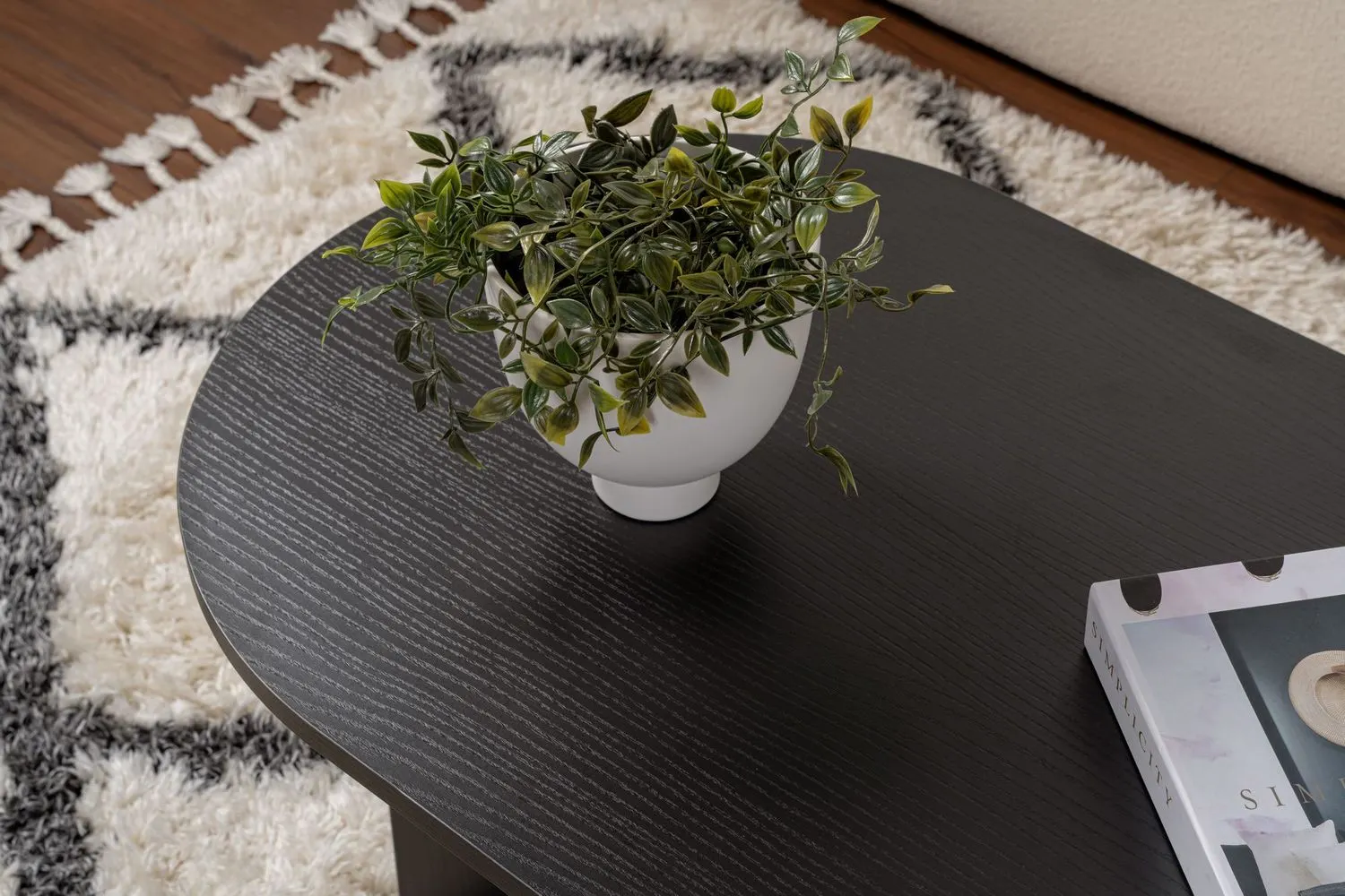 Stolik kawowy SABLE 60x120 czarny efekt drewna — zdjęcie 7