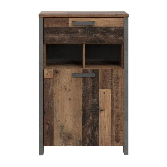 Szafka na buty CLIF z szufladą, szafką i wnękami - old wood vintage, beton - CLFD211-C546