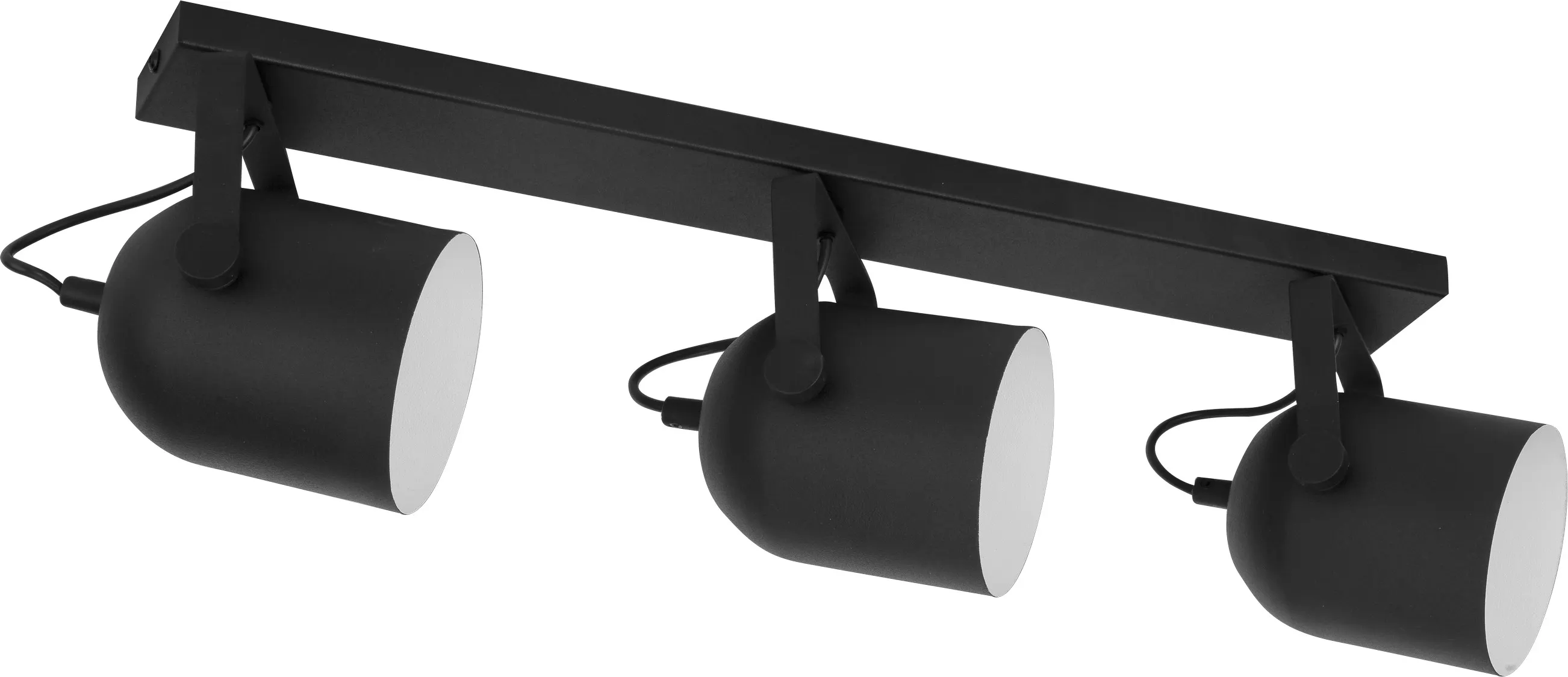 Lampa sufitowa SPECTRA czarna na metalowej listwie z regulowanymi reflektorami białe wewnątrz 67x20x18cm