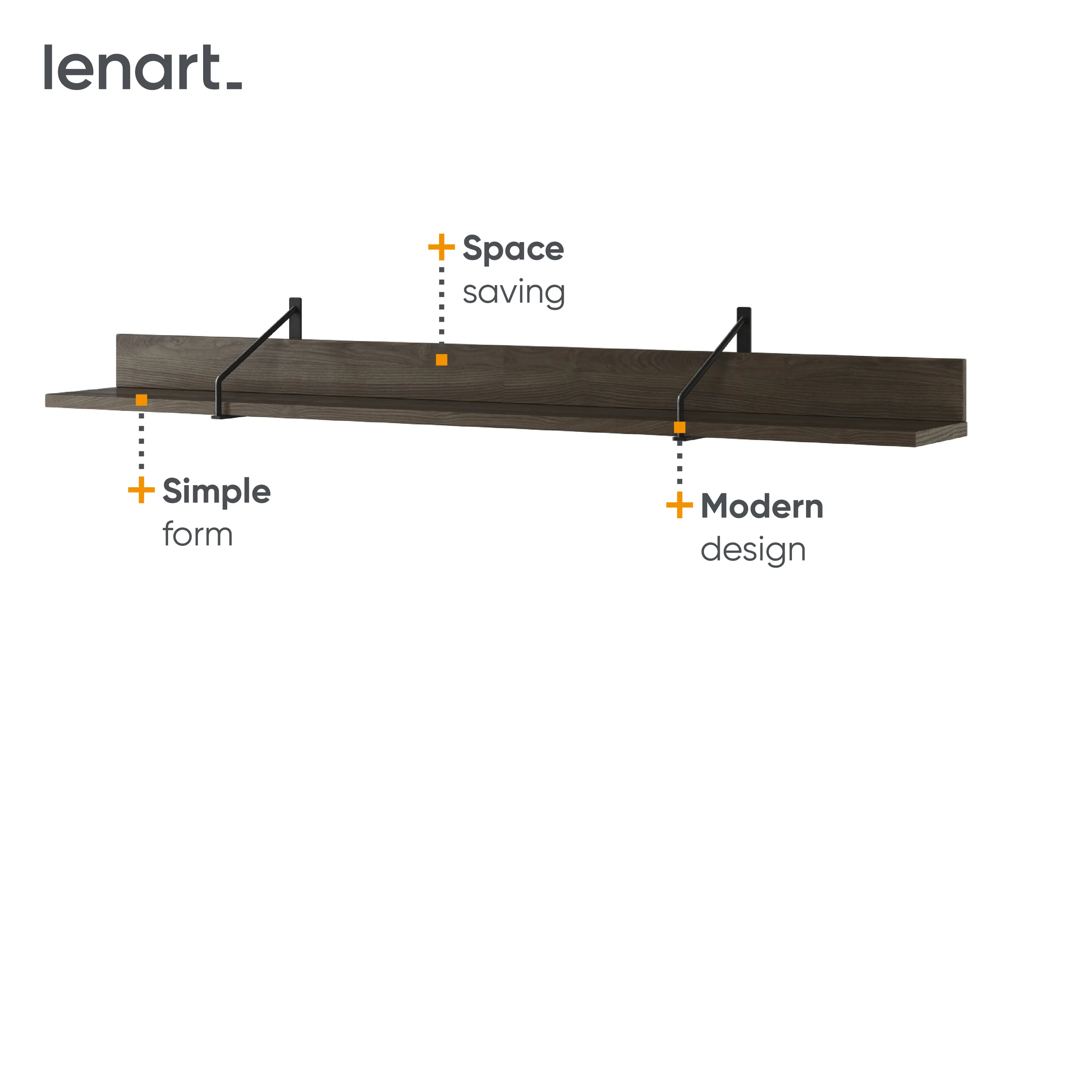 Półka wisząca Piemonte PE-04 155cm jesion portlandzki/czarna - PE4JCZ