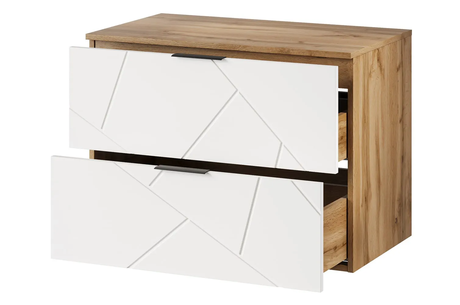 Szafka wisząca pod umywalkę MAZI 58x80 dąb Wotan/biały mat - TH-100-1815