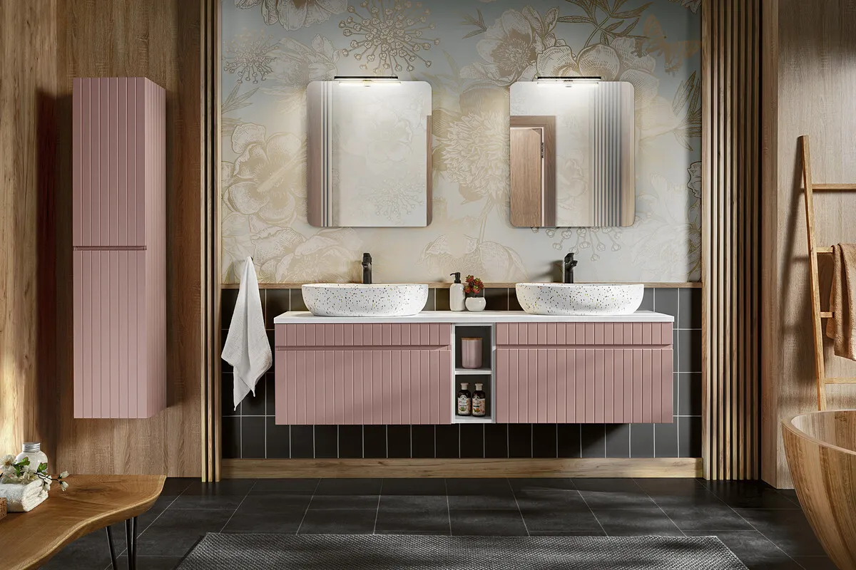 Szafka łazienkowa ICONIC podumywalkowa różowa 100x46cm - ICONIC_ROSE_82-100-E-1S