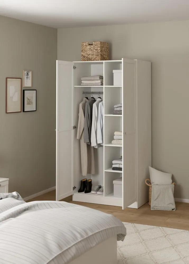 Szafa 2-drzwiowa BILLUND 99 cm biała - TV_680544949