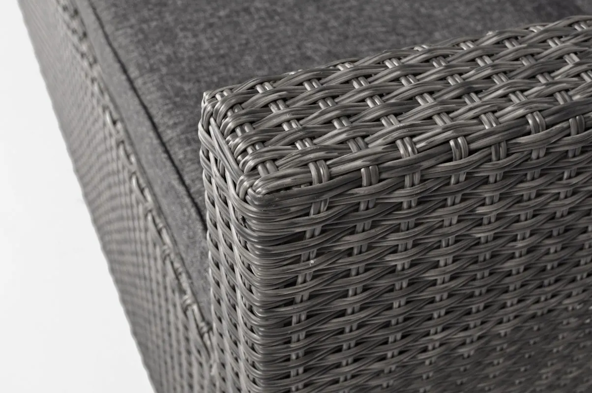 Zestaw ogrodowy z technorattanu SZTOKHOLM PLUS narożnik 180x235 cm + stół 74x144 cm + 2 pufy - grafitowy - FE5906480910592