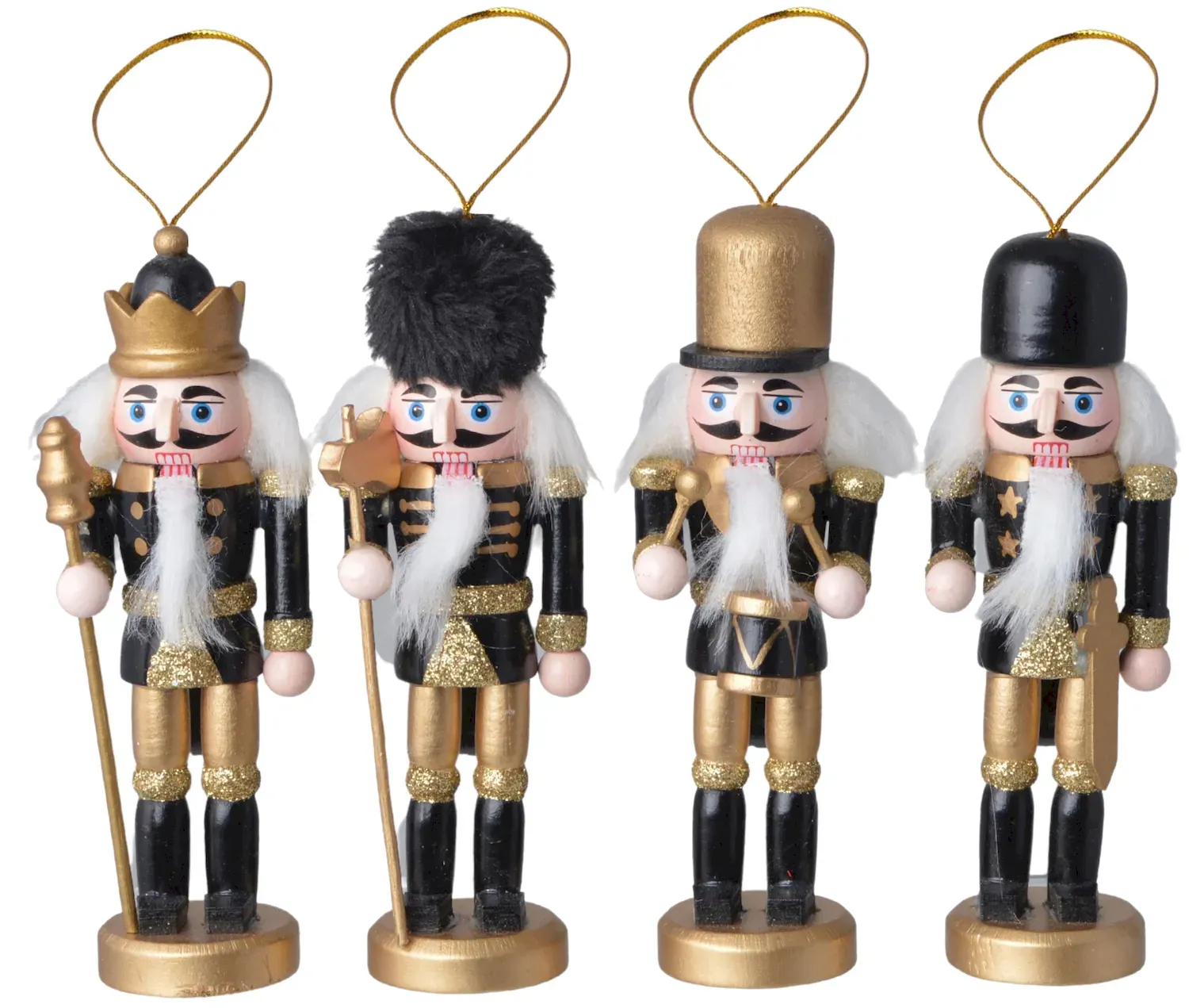 Zawieszki drewniane DZIADEK DO ORZECHÓW 4 sztuki czarno-złote Zawieszki drewniane DZIADEK DO ORZECHÓW 4 sztuki czarno-złote