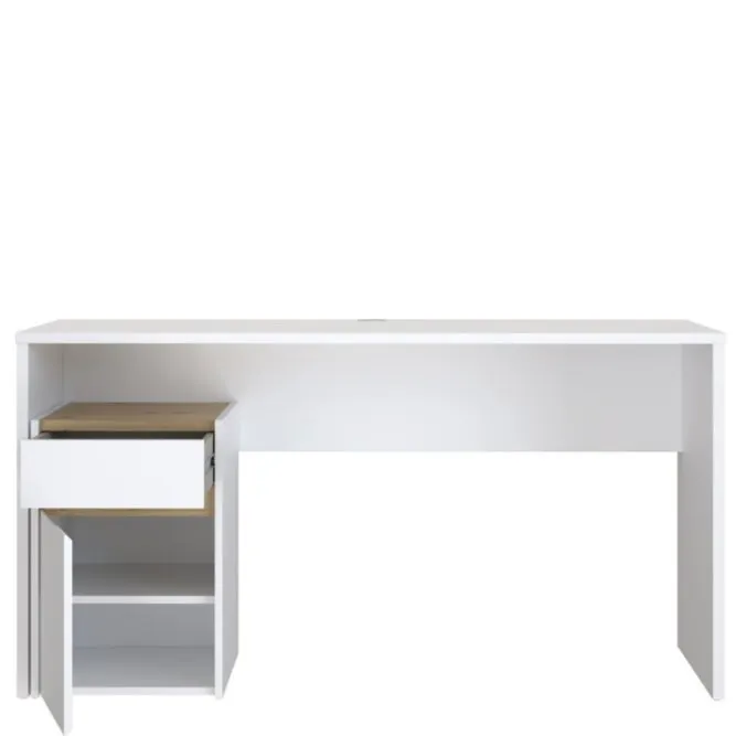 Biurko MODULTRICK z szafką i szufladą - - dąb artisan, biały - MDUB112-M961