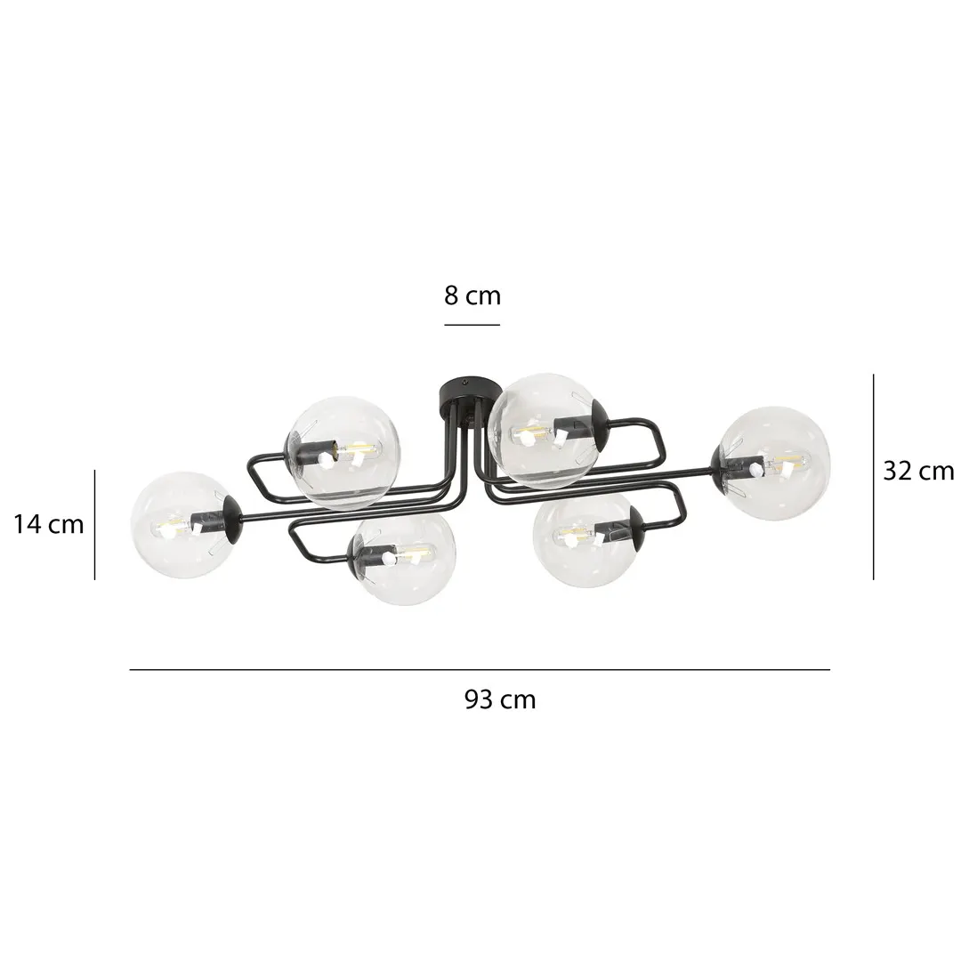 Lampa sufitowa BRENDI 6 czarny transparentny — zdjęcie 8