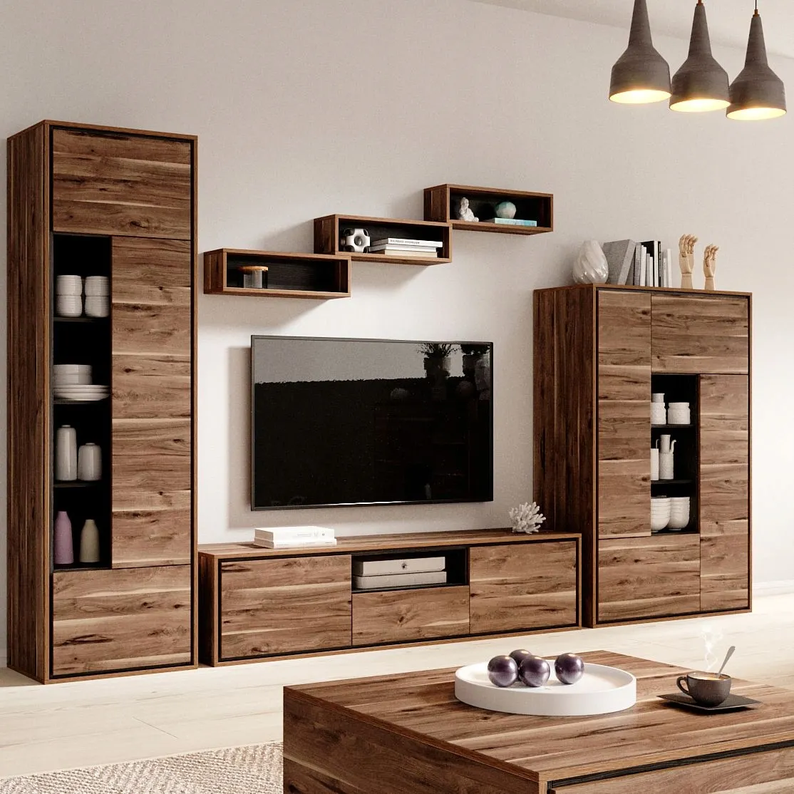 Półki wiszące 3 szt MUNDO 02 dąb royalis 60x17cm dąb royalis dąb touchwood - 24RTKT02