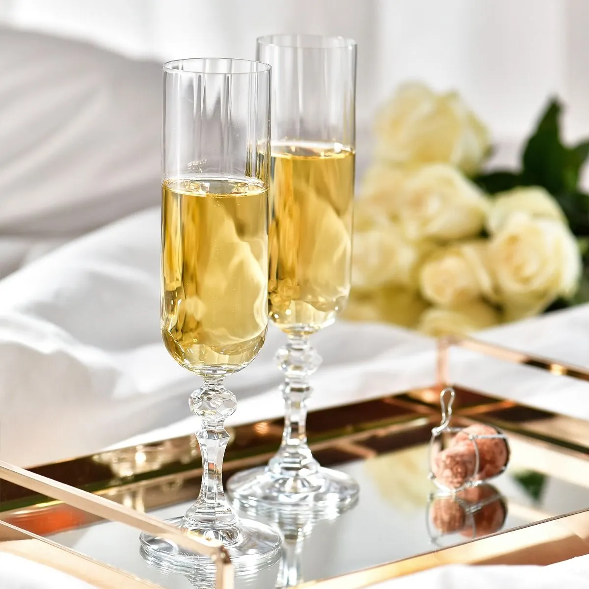 kieliszki, szampan, kratka, kryształ, napoje