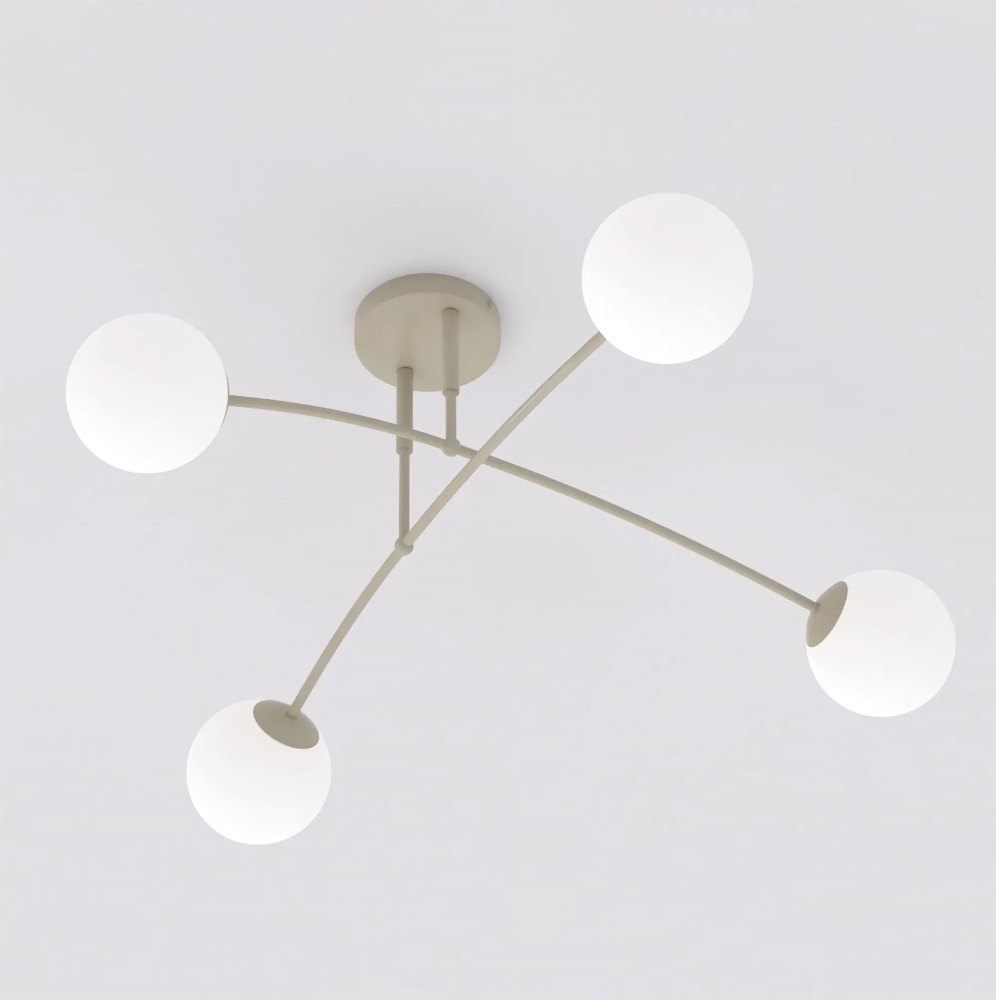 lampa sufitowa, żarówki, korpus metalowy, białe kule, nowoczesny design