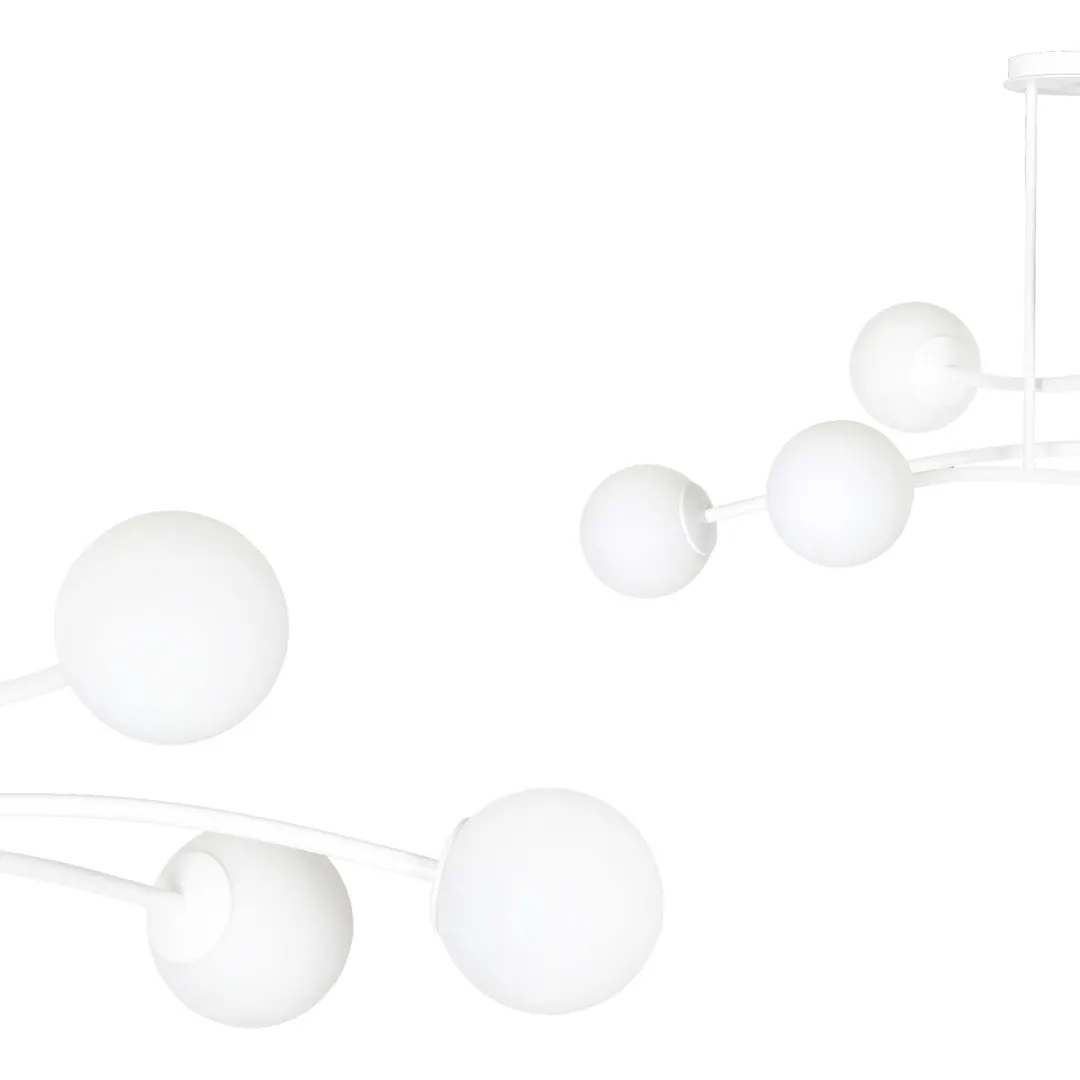 lampa, geometria, kulki, biel, metal