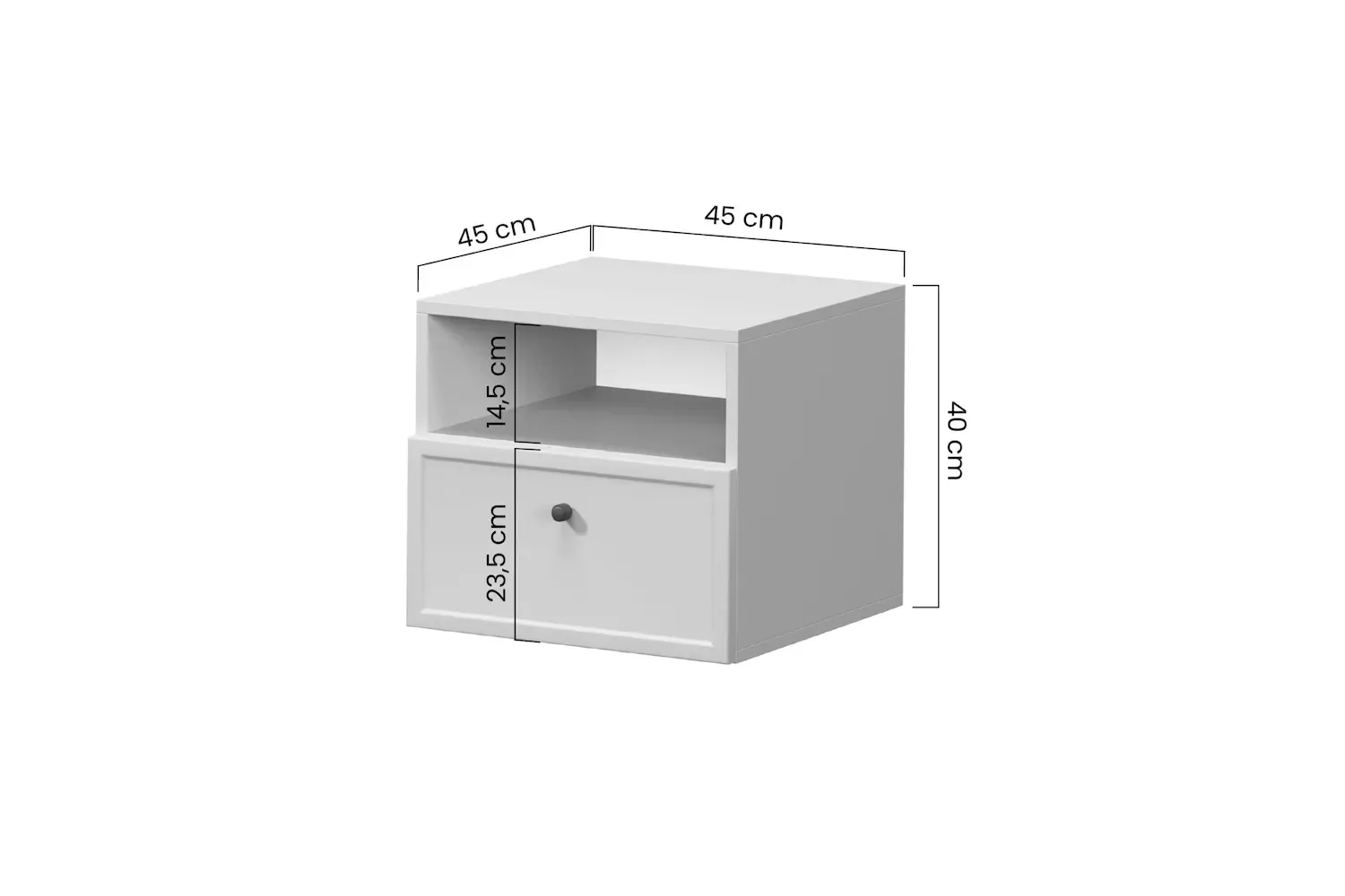 Szafka nocna wisząca z szuflada i półką LORINI 45 - cashmere uchwyt T-bar złoty - B_166700