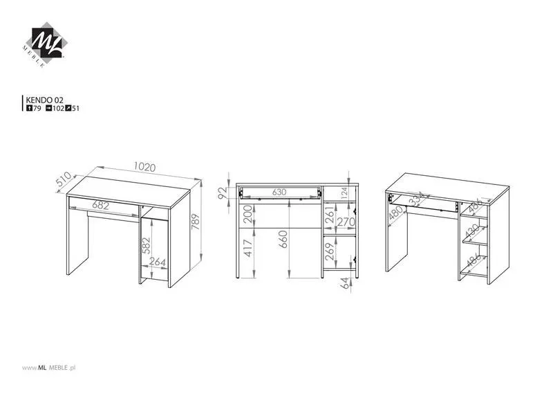 Biurko szafką i szufladą KENDO 02 białe - 1KEND02-001