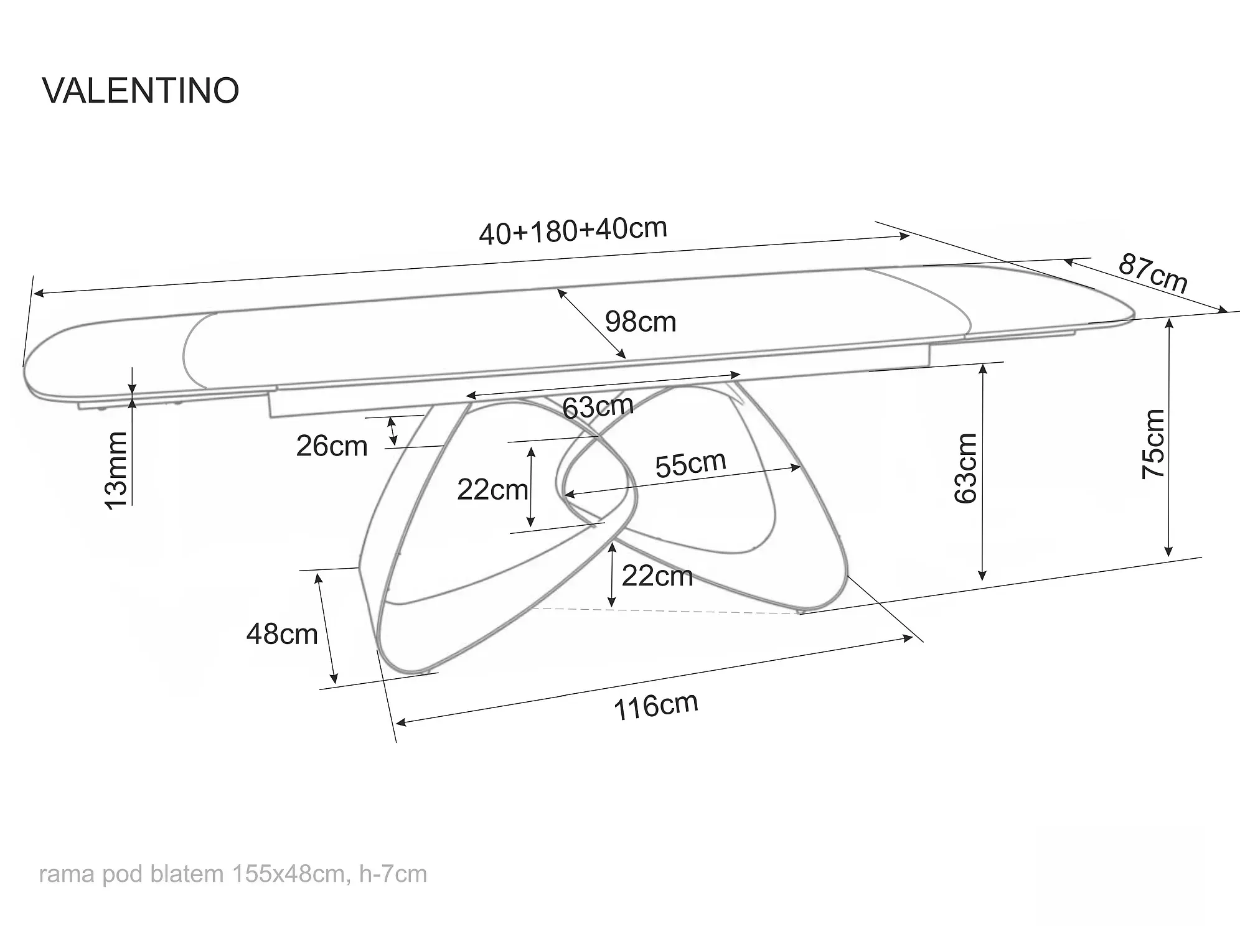 stojak, rama pod monitor, pierwsza grafika, konstrukcja, wymiar 155x48cm