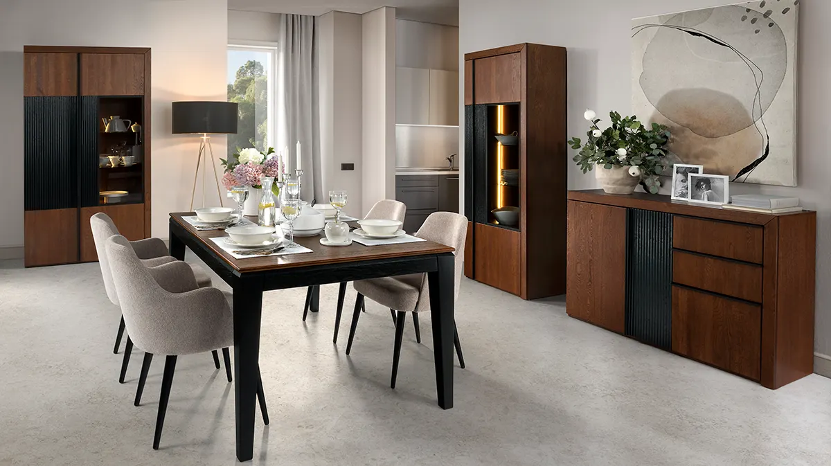 Komoda 2-drzwiowa z 3 szufladami PARIS 46 dąb antyczny czarny - TH-100-1784