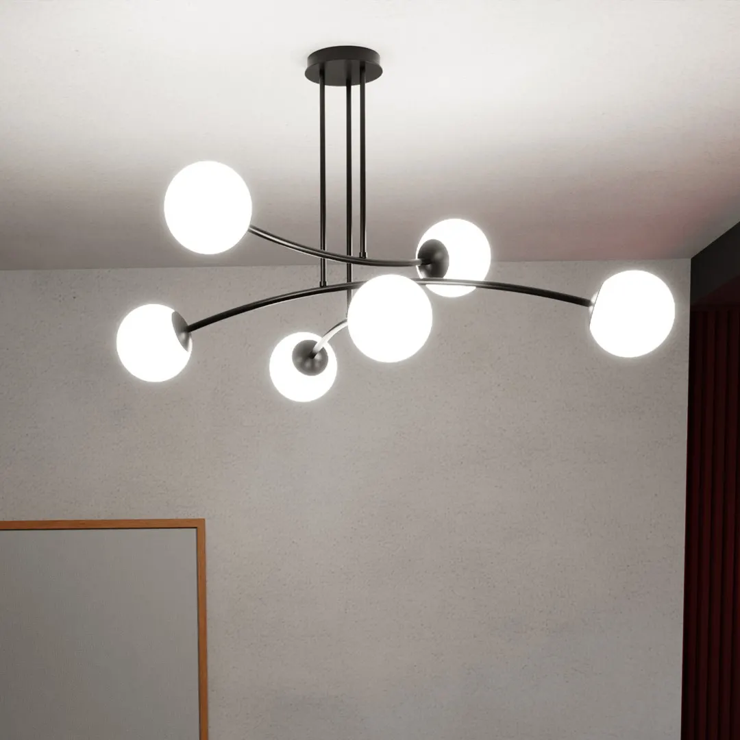 Lampa wisząca HALLDOR 6 czarny biały — zdjęcie 4