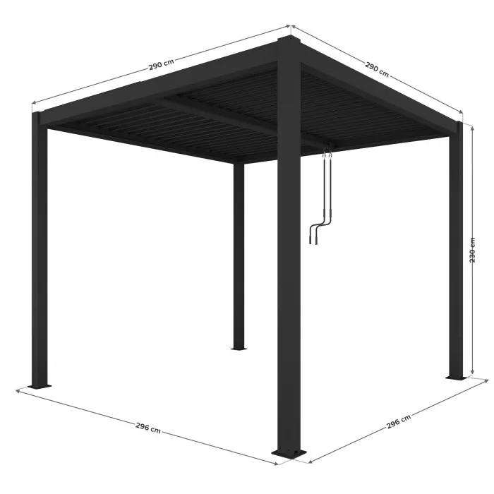 nogi-stalowe, altana-ogrodowa, zadaszenie, metalowy-konstrukcja, wymiary-290x290cm