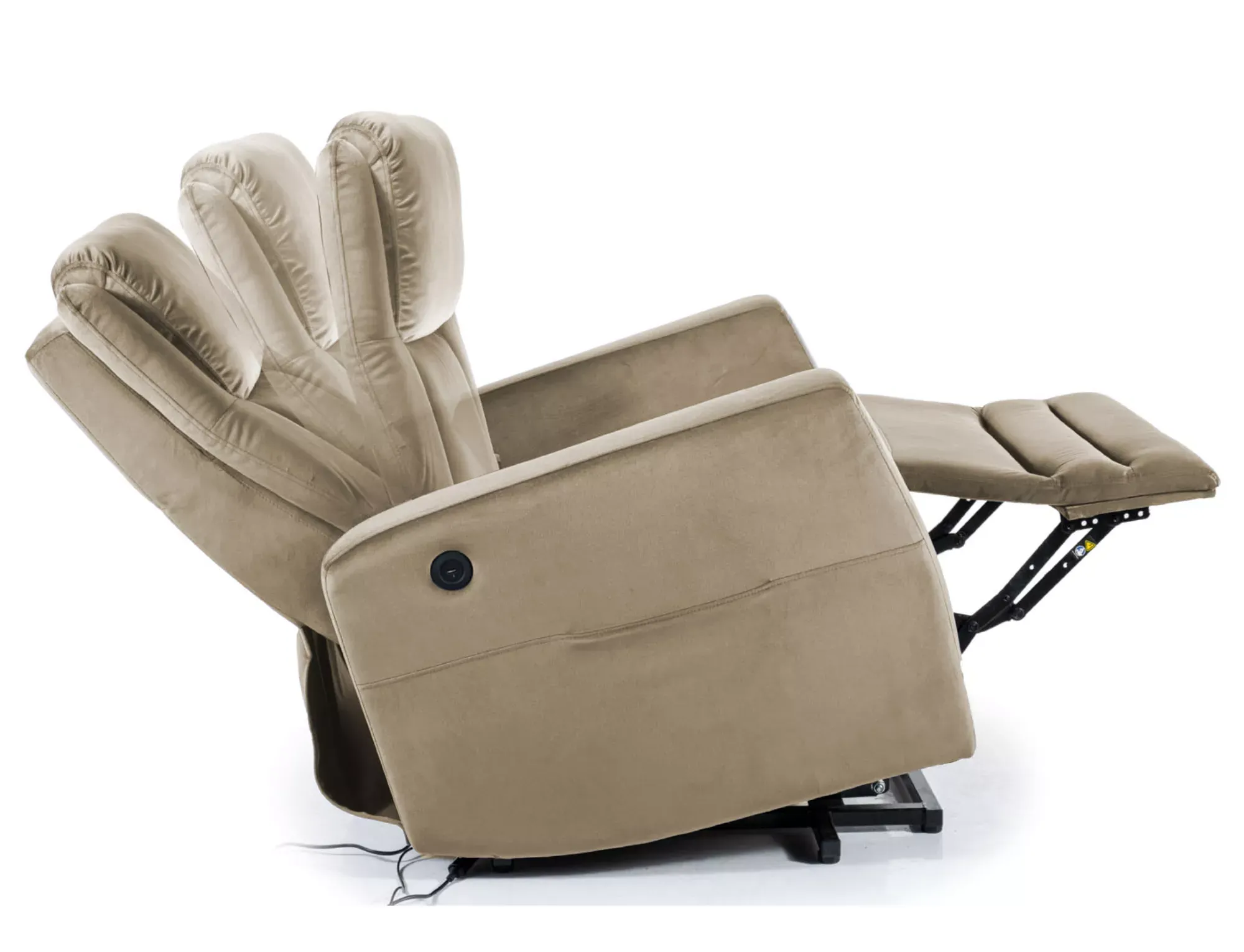 Fotel rozkładany elektrycznie ADONIS Funkcja pionizacji, regulowany zagłówek, USB VELVET ciemny beż 40 - ADONISVCBE