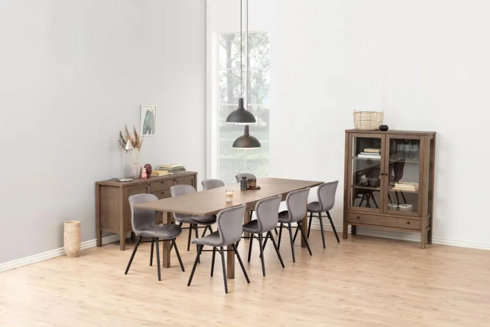 Krzesło tapicerowane DOREN Ciemnoszary, Drewno-Czarny ( zestaw 2 sztuk ) - H000018966