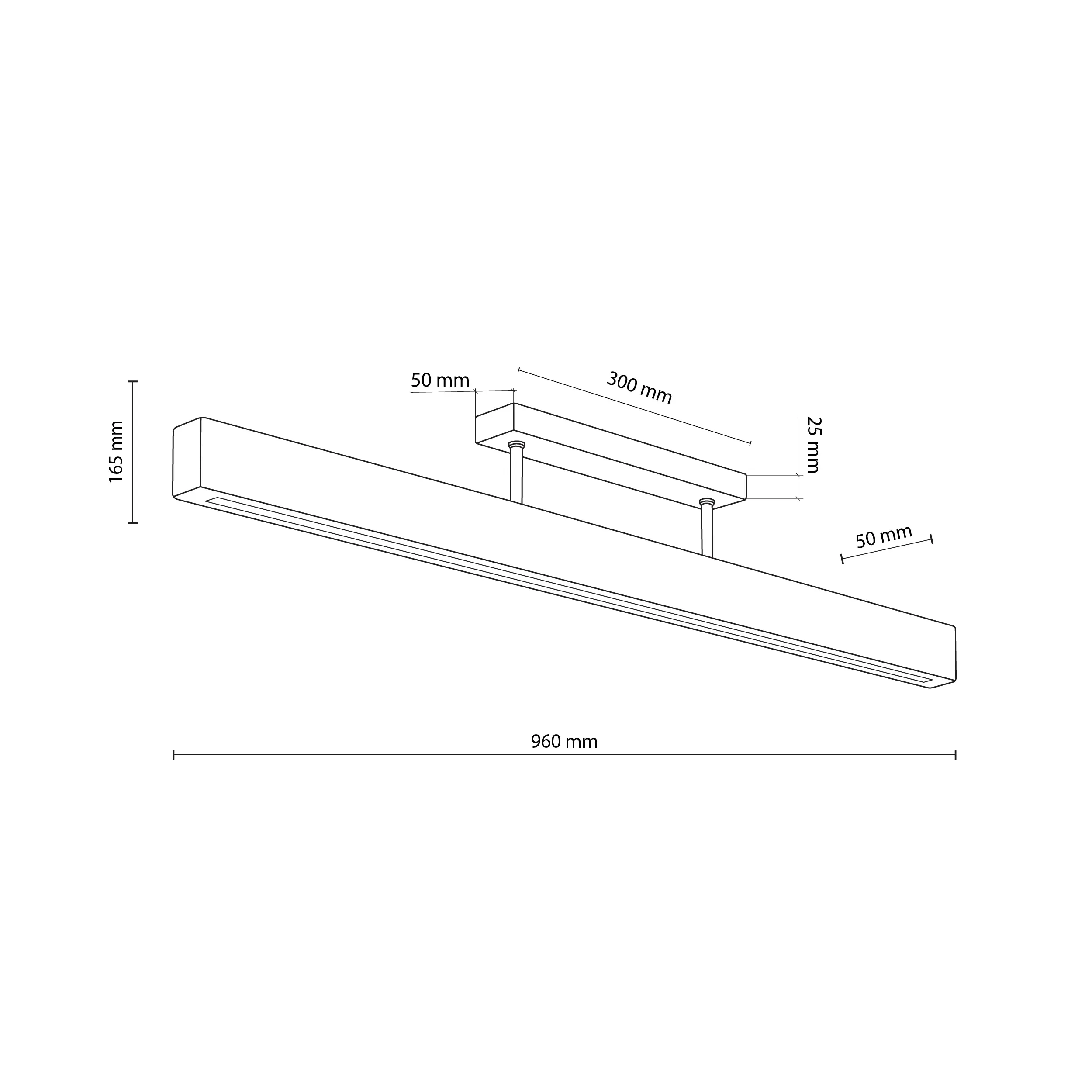 Lampa sufitowa TEO LED orzech drewniana na czarnej metalowej listwie 96x16x5cm - TK_6614