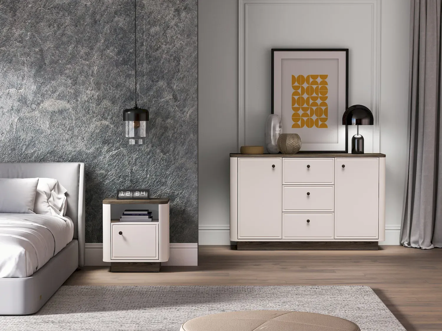 Szafka nocna 1-drzwiowa VILAVIO 07 dąb windmill dark cashmere - 1VILA07-001