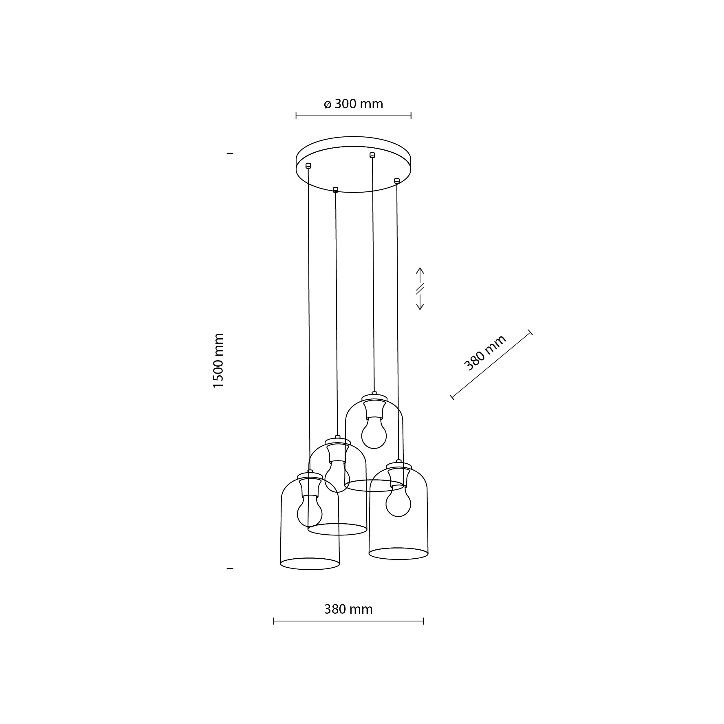 Lampa wisząca MOLLY czarna różnokolorowe transparentny różowy zielony fioletowy klosz 150x38cm - TK_10301