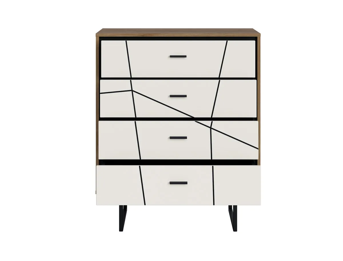 BROLO BROK07 KOMODA 4S DĄB CATANIA /CZARNA PERŁA/MDF BIAŁY HG - 6000000011781