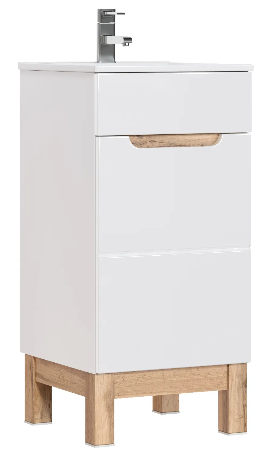 Szafka pod umywalkę 1-drzwiowa BALI biała, efekt drewna 84x40cm Szafka pod umywalkę 1-drzwiowa BALI biała, efekt drewna 84x40cm