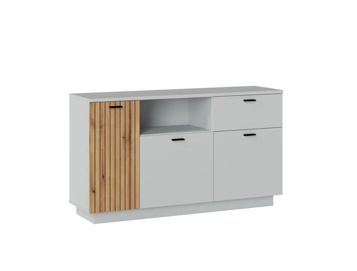 Komoda 3-drzwiowa z szufladą ALVERNO 145 cm szara z lamelami