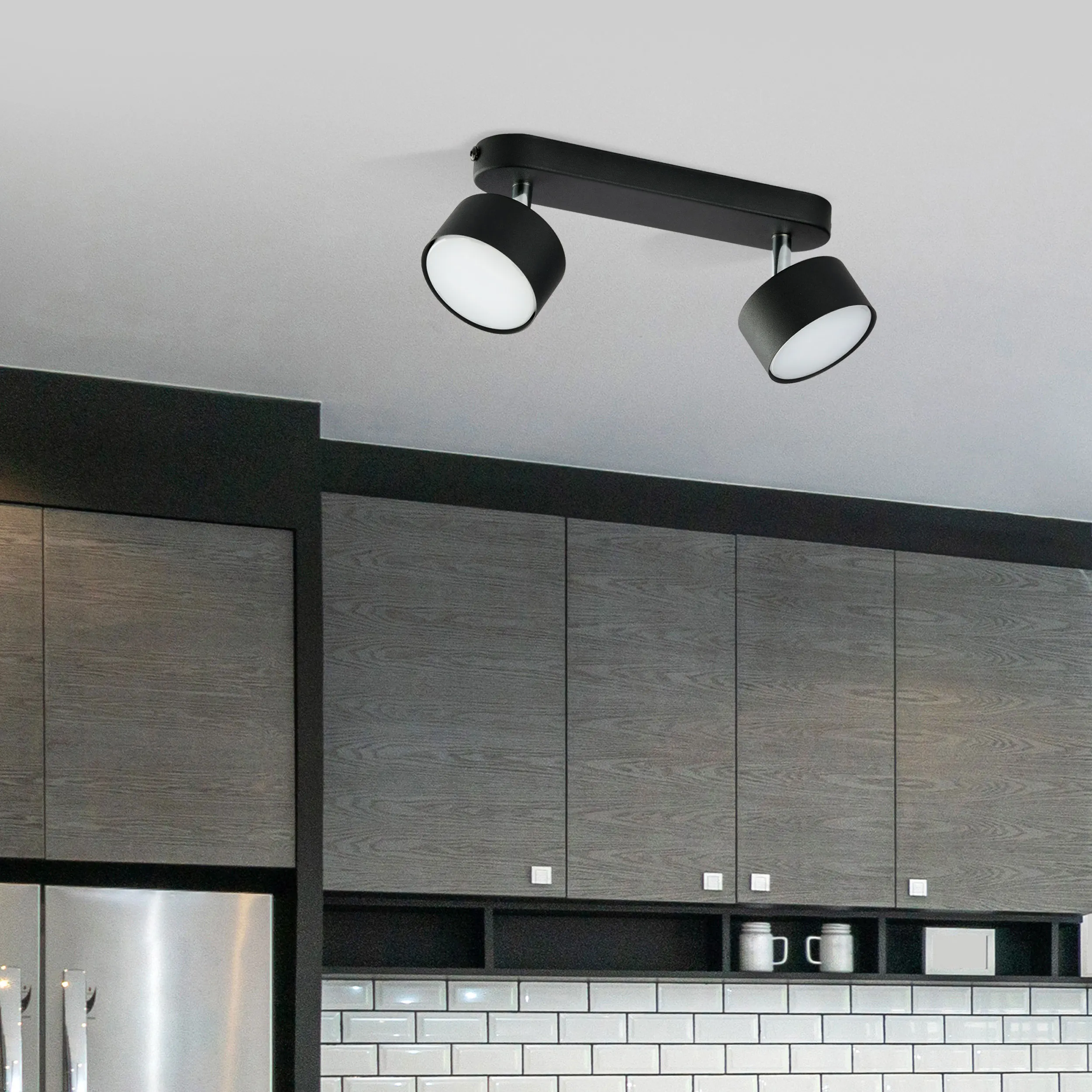 Lampa sufitowa CLARK czarna z chromowanymi elementami na listwie 32x14x11cm - TK_3403