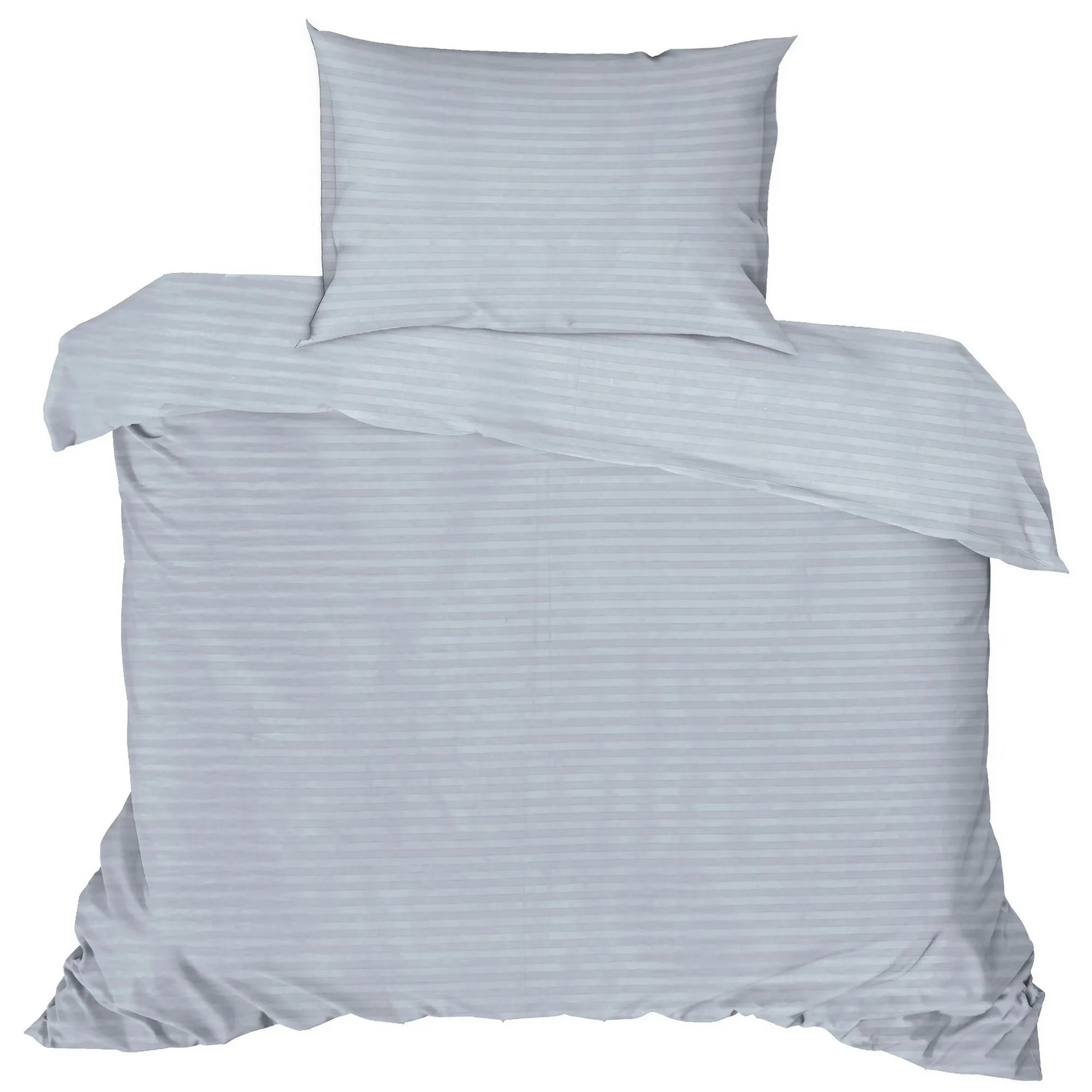 Komplet pościeli satynowej STRIPE 200x200 poszewka 2 szt. 80x80 szary Poduszka, Wystrój domu, Meble, Łóżko