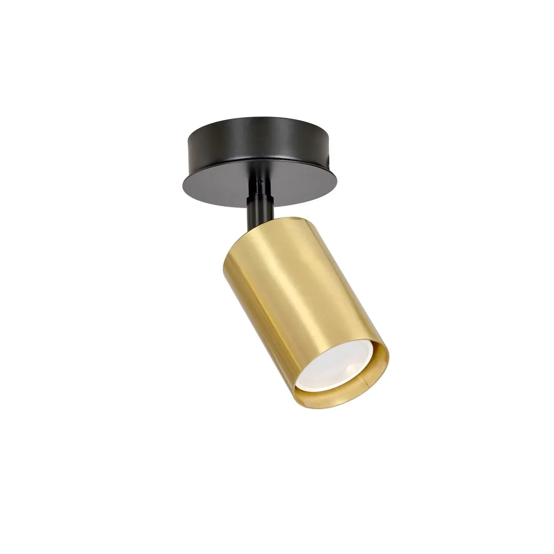 image lampa sufitowa, kinkiet sufitowy, metaliczna złota, regulowana gałka, kinkiet cylindryczny