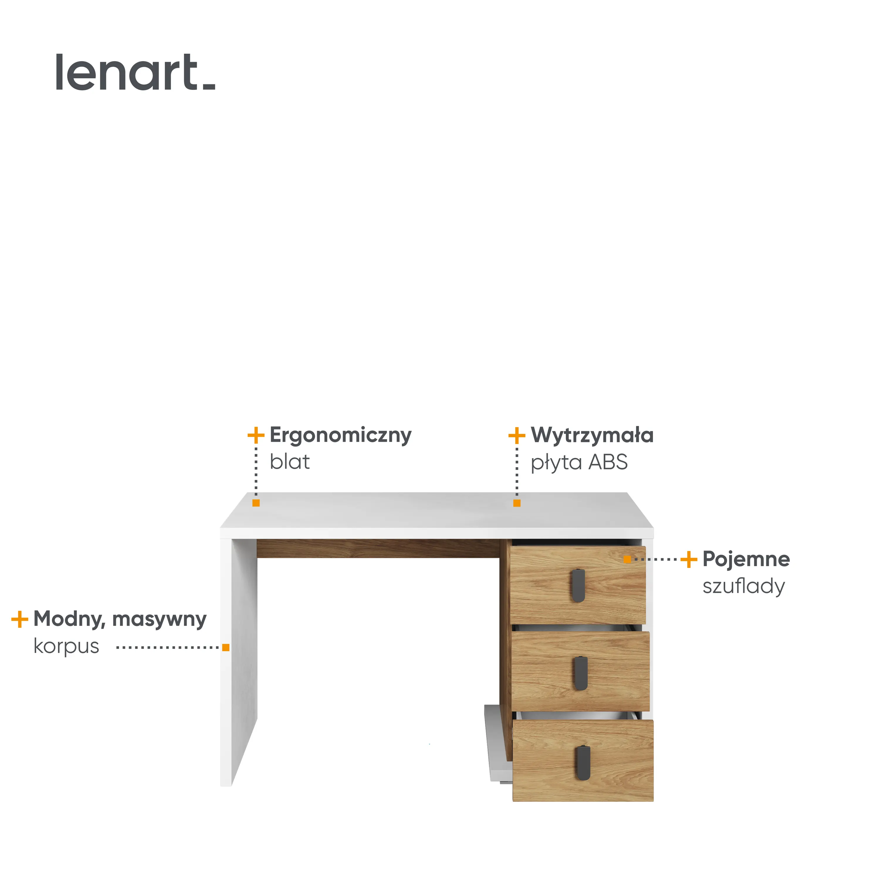 Biurko z szufladami Simi MS-06 125cm białe - MS6BH