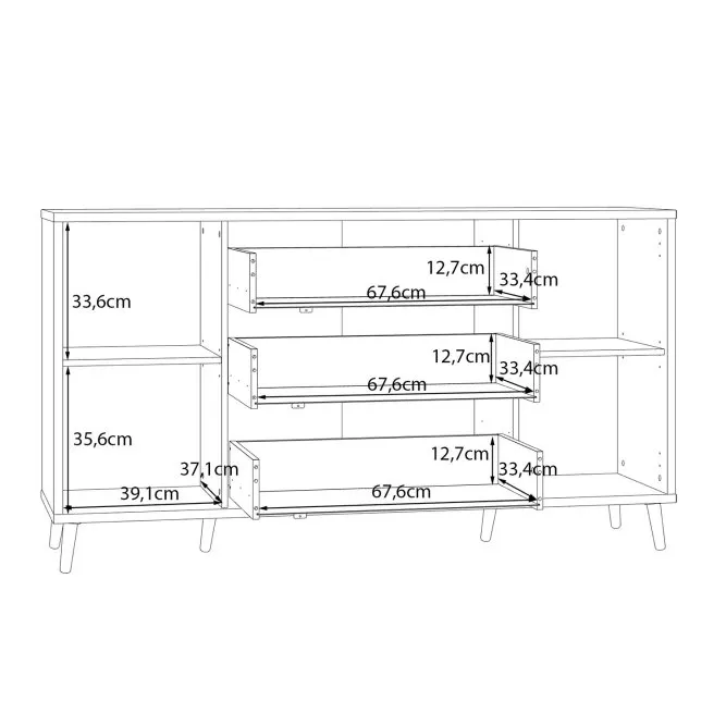 Komoda AKSANA szeroka 2-drzwiowa z 3 szufladami - dąb mauvella, biały - AKNK232-M992