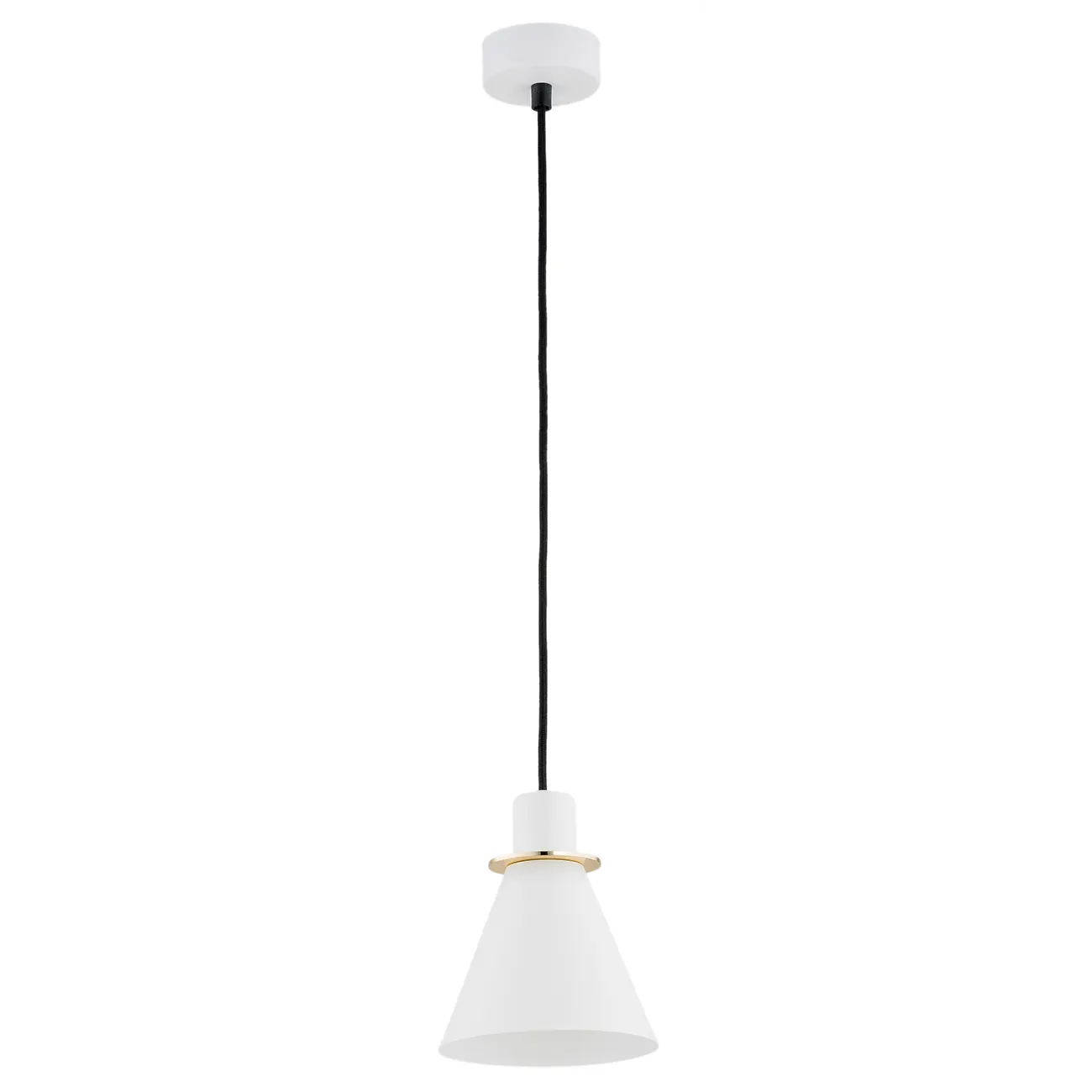 Lampa wisząca BEVERLY biała mosiądz czarny przewód 100x14cm - 4680