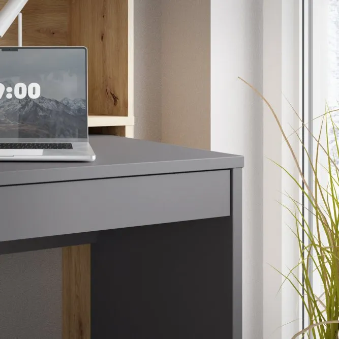 Biurko TRYNIDAD z regałem - dab artisan, szary - EGRB331L-C818