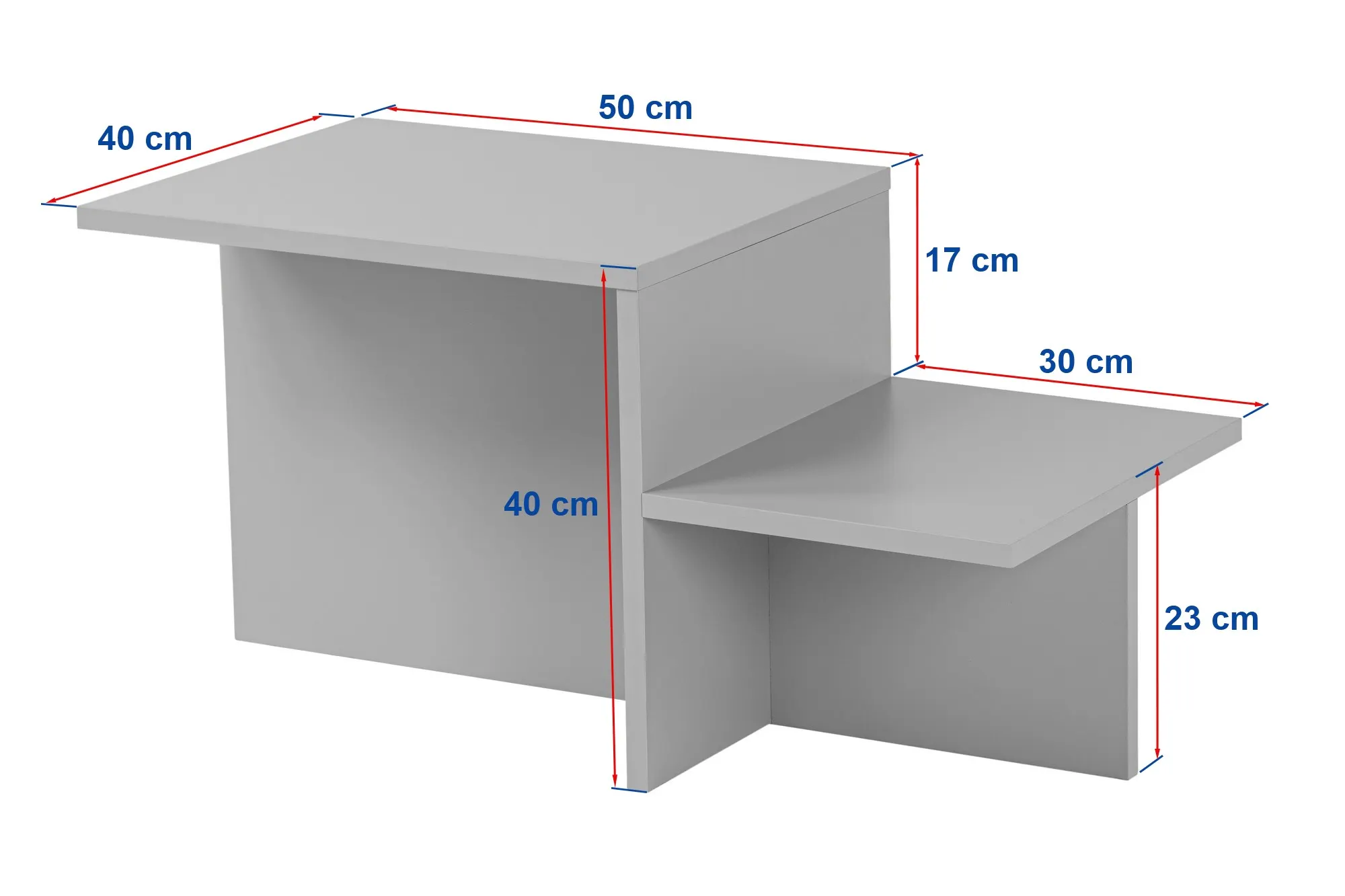 Stolik kawowy z boczną półką HARMONY 40x80 jasnoszary - ASI_241NRD1228