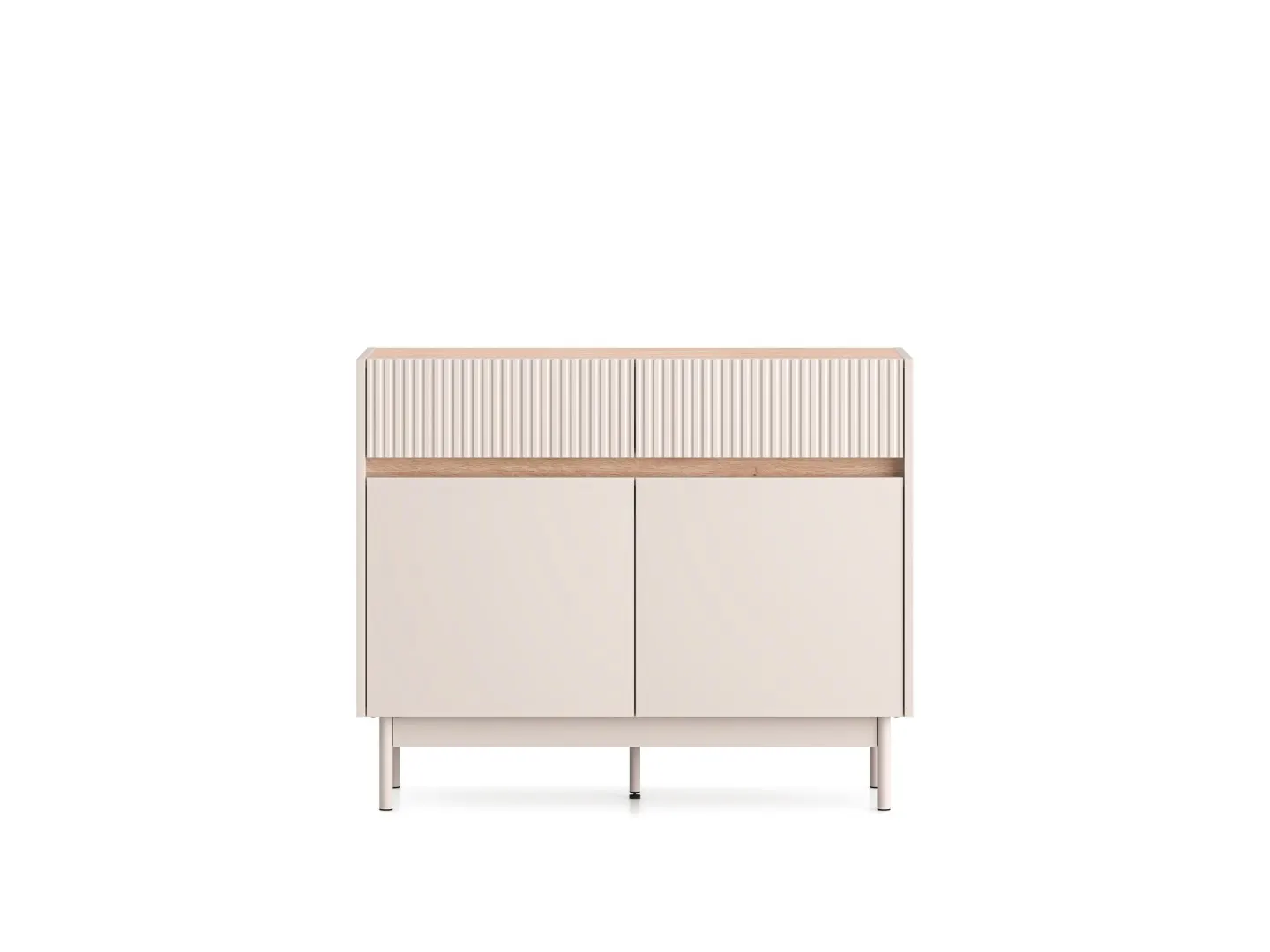 Komoda 2-drzwiowa z szufladami DUNEA 104x85 ryflowana kaszmir - dąb cremona