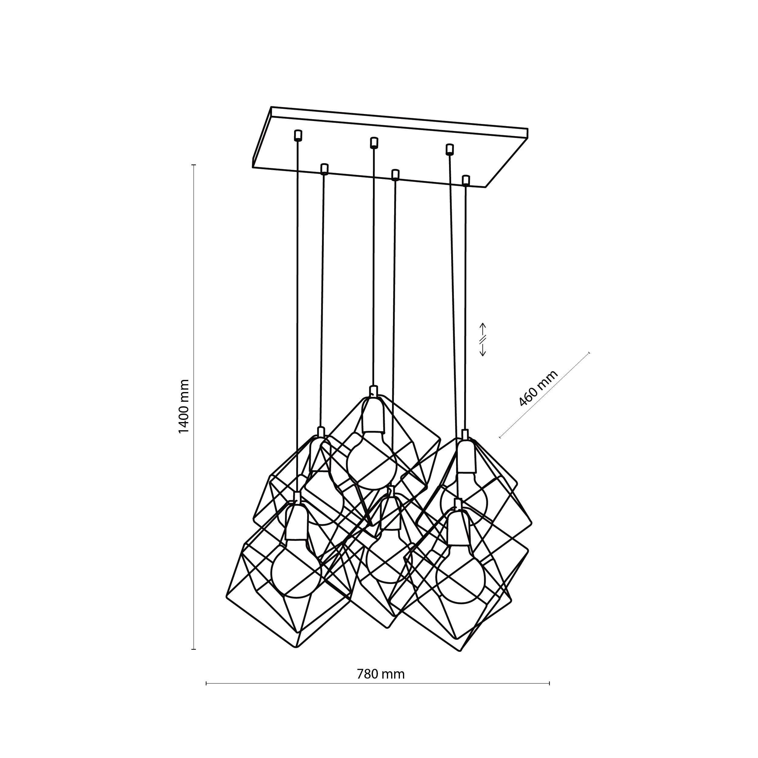 Lampa wisząca ALAMBRE czarna ze złotymi elementami 140x78cm - TK_2779