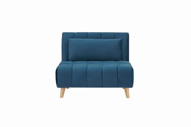 Fotel rozkładany BILLY VELVET niebieski tap.188/buk - BILLYVN