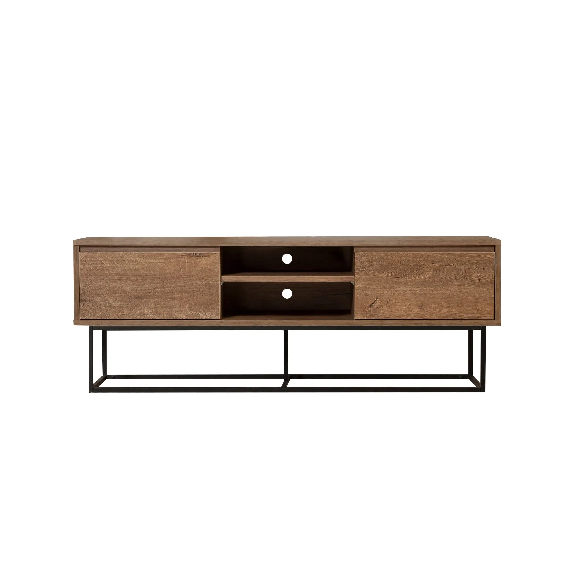 Szafka RTV z 2 szufladami RODEZ 140 cm orzechowa/czarna