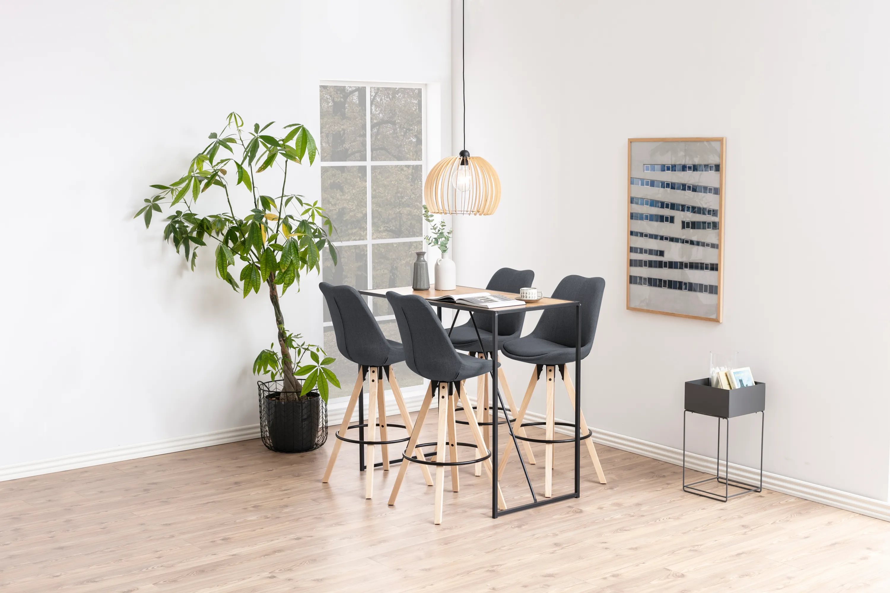 Stół barowy- konsola SEAFORD 60x120x105 efekt drewna, czarny — zdjęcie 7