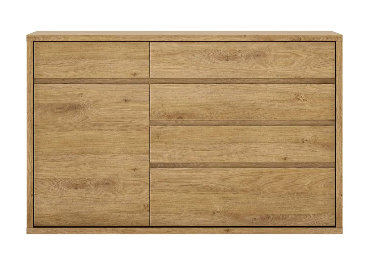 Komoda 1-drzwiowa z 5 szufladami SHETLAND TYP 42 Dąb Shetland, Szary Komoda 1-drzwiowa z 5 szufladami SHETLAND TYP 42 Dąb Shetland, Szary