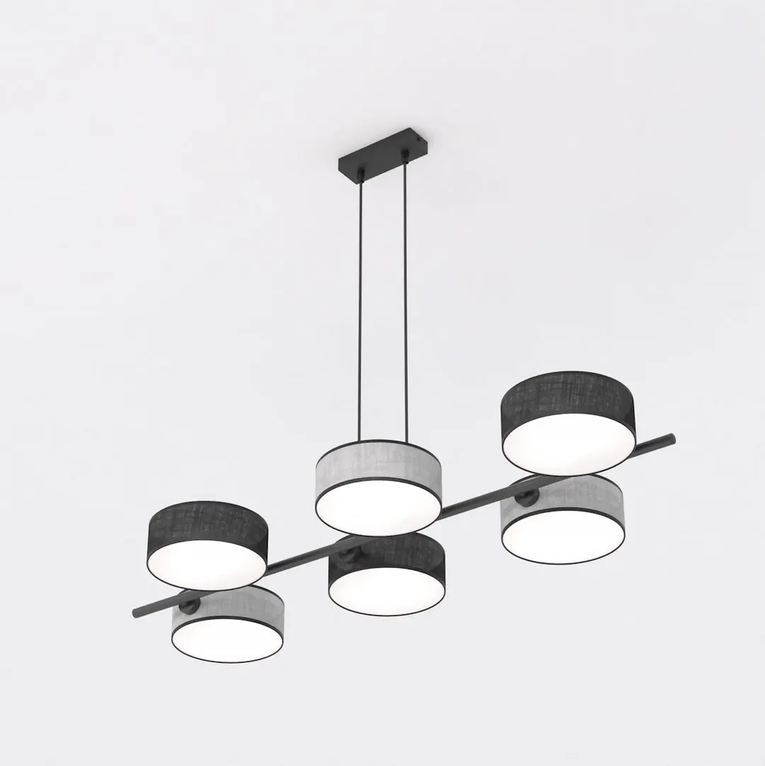 Lampa wisząca DRUMZ 6 MIX2 abażur czarny szary — zdjęcie 2